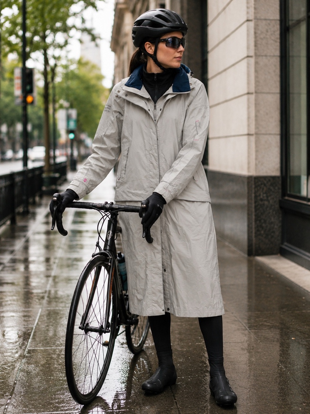NWOT AGU 2 in 1Convertible Raincoat Poray 5000 Commuter Bike Trench Jacket Gray